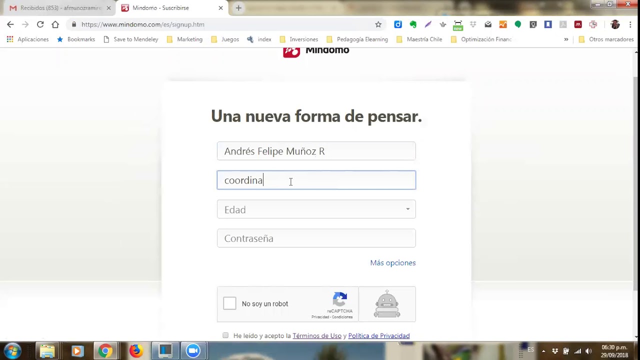 como crear una cuenta en mindomo