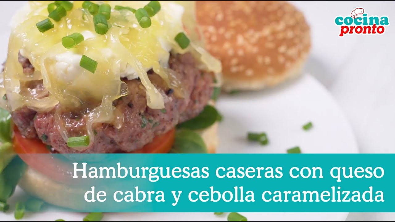 hamburguesa con cebolla caramelizada y queso de cabra