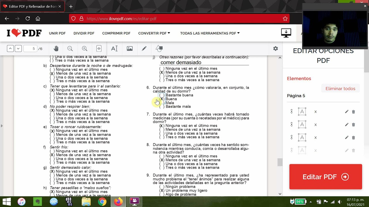 indice de calidad del sueño de pittsburgh