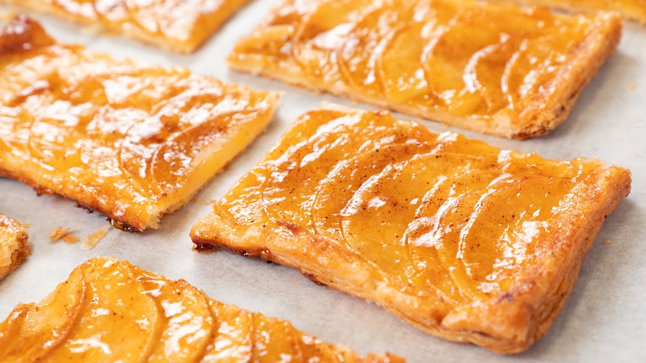 tarta de hojaldre de manzana con canela